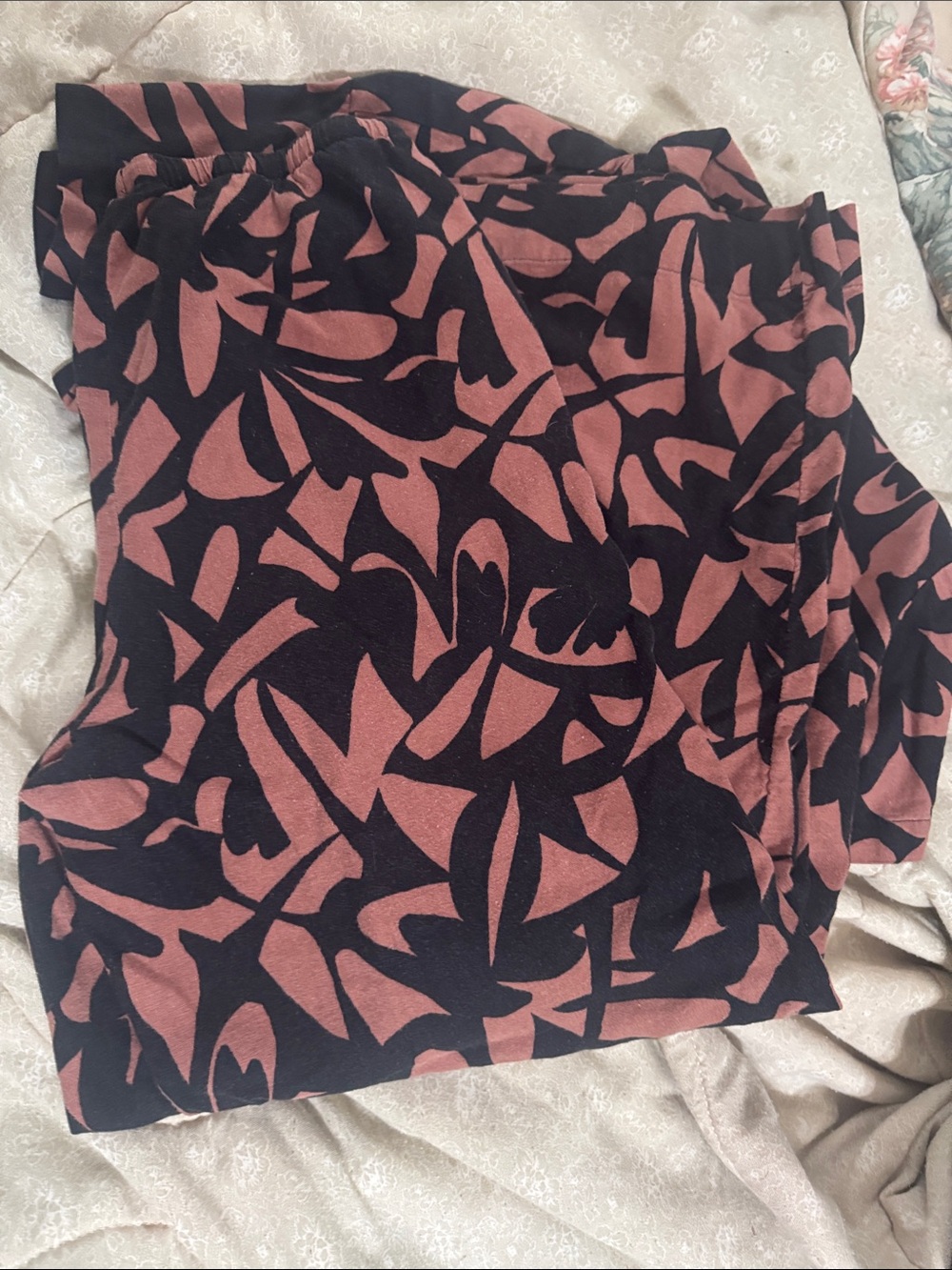 a new day Black and Mauve Abstract Print Wide-Leg Pants and top set
